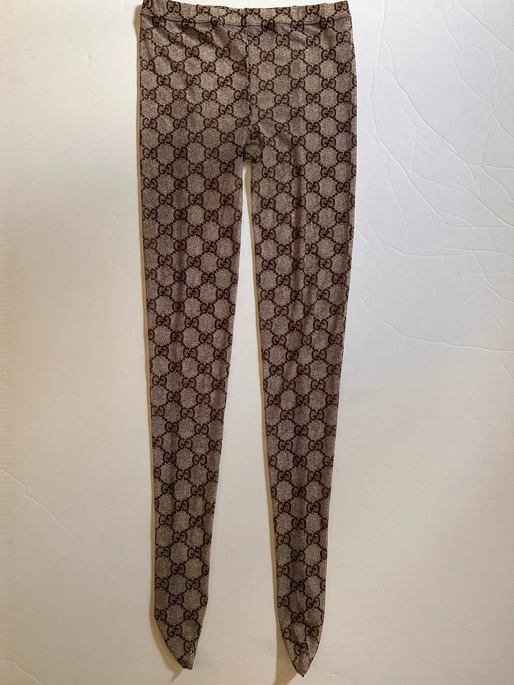 Gucci Brown GG Pattern Logo Print Tights hoisery NEW size small